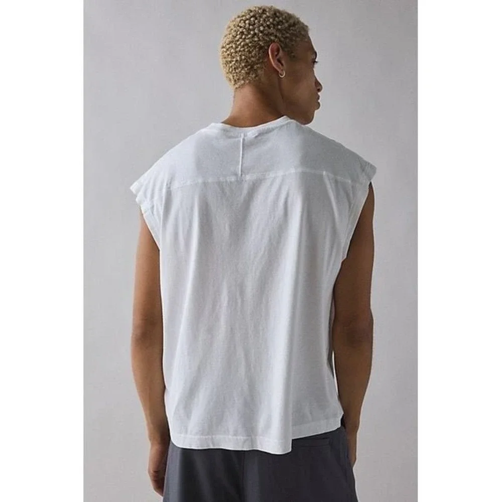 Standard Cloth White Cotton Muscle Tee Sleeveless T-Shirt
